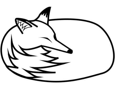 Sleeping Fox Coloring Page